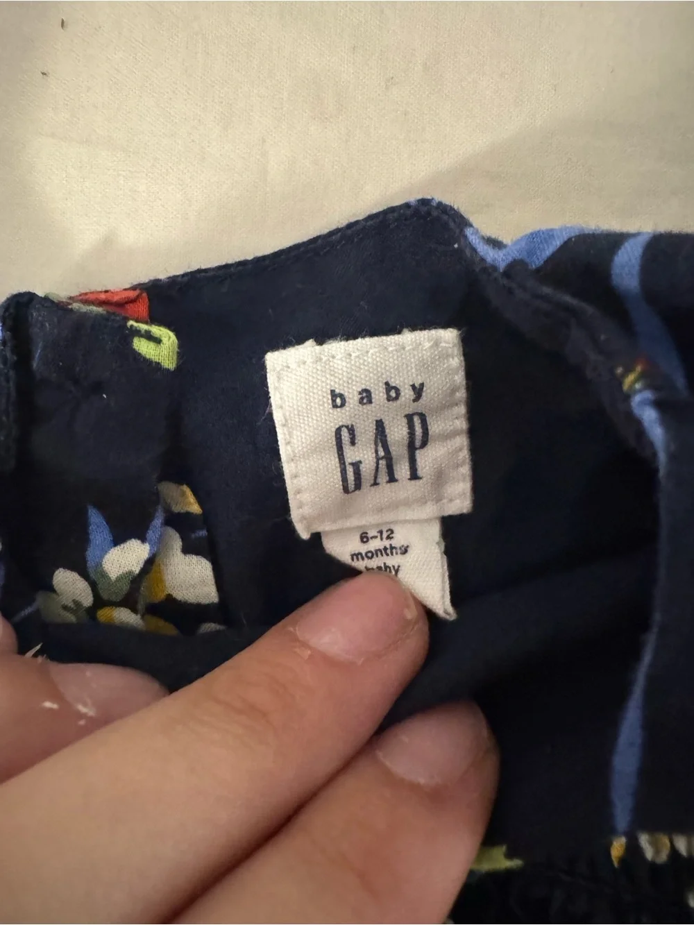 Baby Gap Floral Cotton Dress | 6–12 Months | Navy Multi